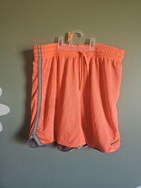 Nike Women's Coral Athletic Mesh Shorts with Gray Trim